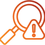 Magnifying glass with warning