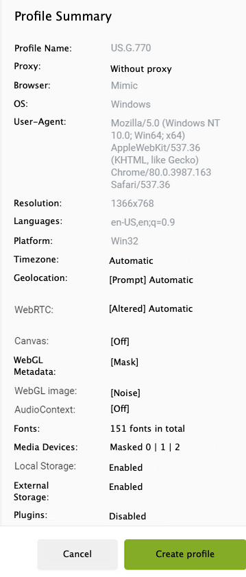 BlackWidows Group’s Indigo Browser \'profile\' configuration