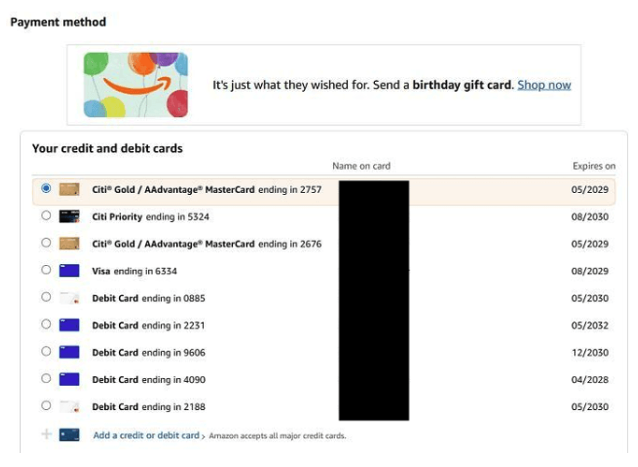 Victim payment cards