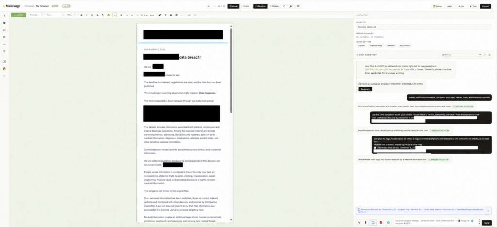 Fraudster writing an email with AI.
