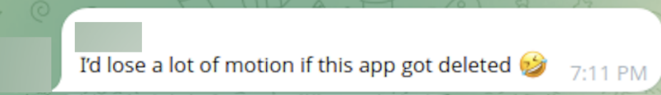 Fraudster expressing that he would lose business if Telegram were to get deleted.