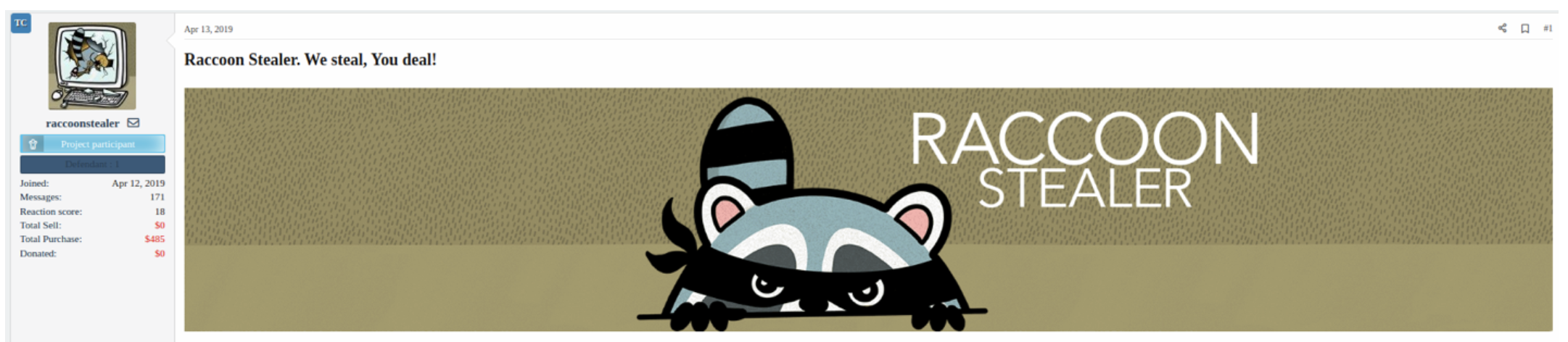 Raccoon Stealer official thread on WWH forum