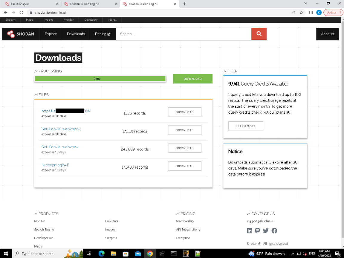 A cybercriminal using Shodan to find cookies that contain the word “webvpn”