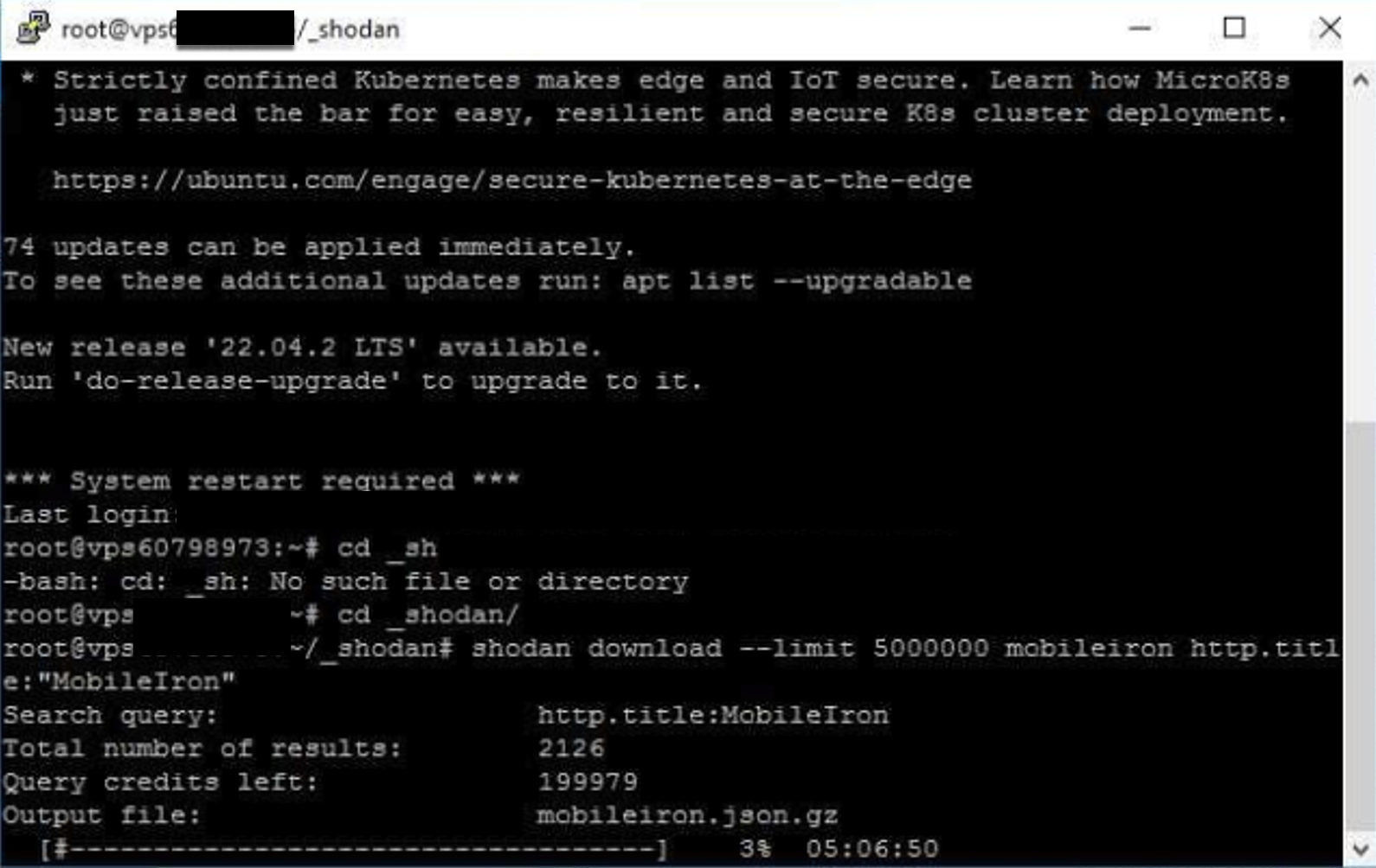 A cybercriminal using Shodan to identify vulnerabilities in a product of Fortinet VPN