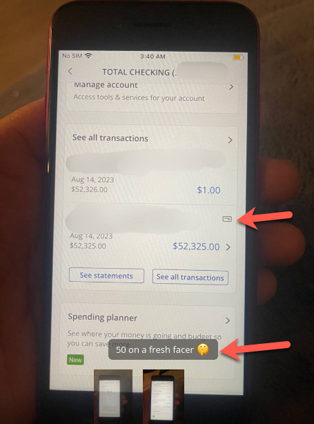 Figure 4B: A fraudster boasting about success using a facer account.